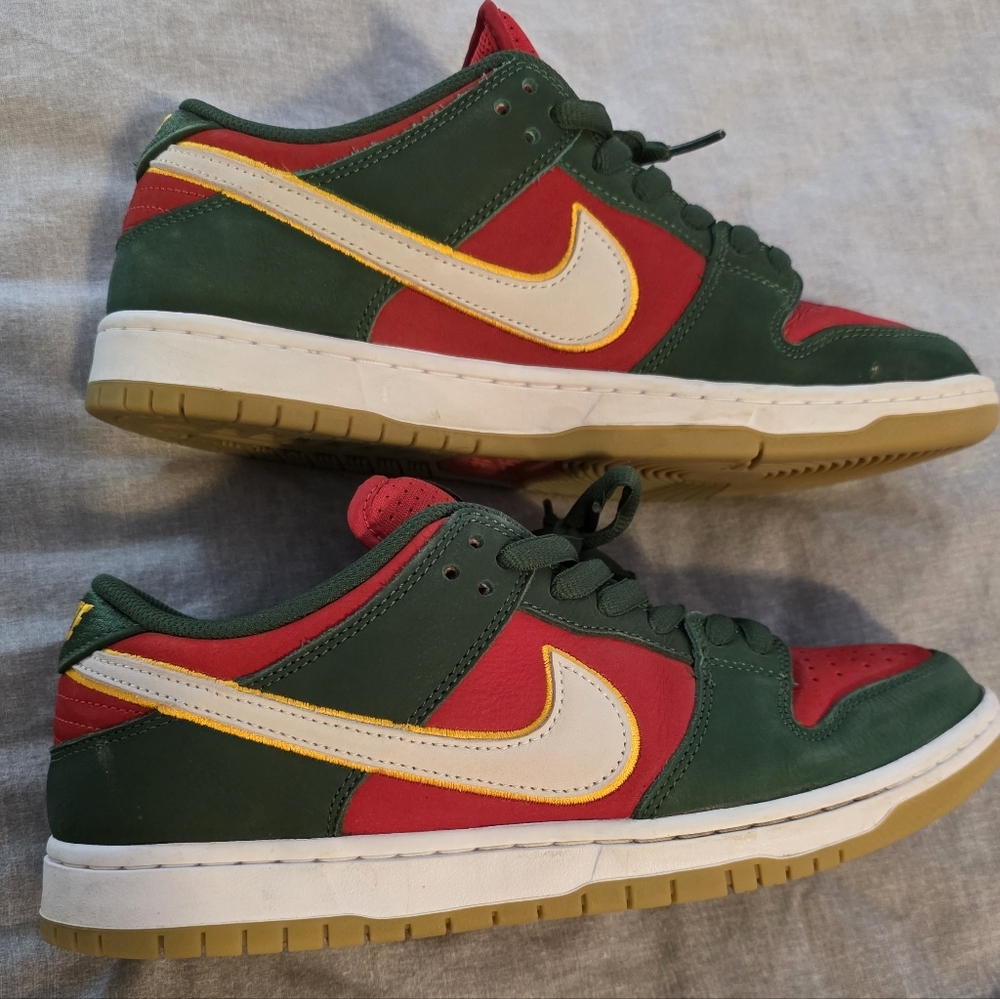 Nike Dunk Low Pro Green and Red Sneakers with Yellow Accents - Picture 10 of 13